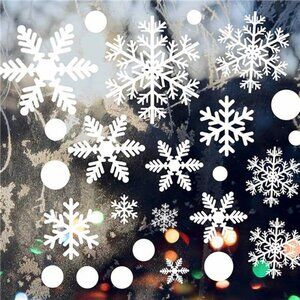 406pcs 8sheets Christmas Window Decals Snowflakes Christmas Decorations